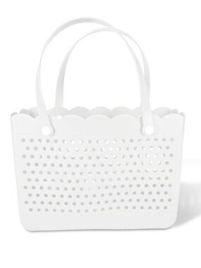 Amazon White Scalloped Perforated Tote OS